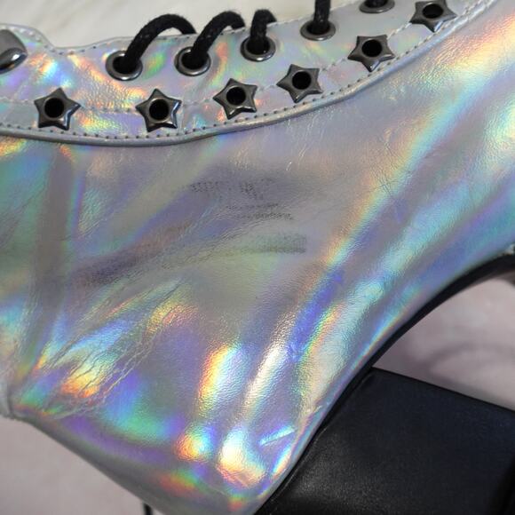 Demonia Torment-712 Silver Hologram Platform Boots - Picture 9 of 13